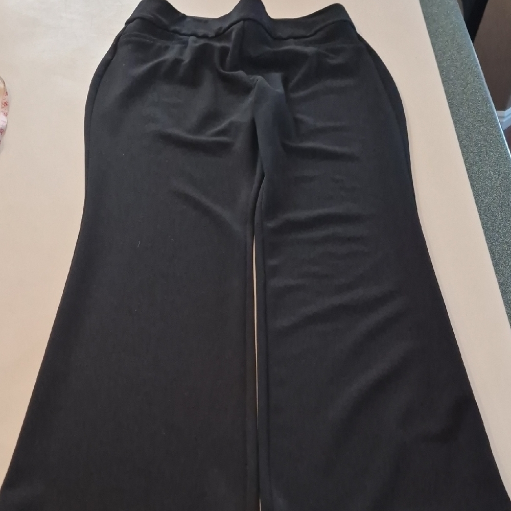 Ladies SZ 10 32" inseam Black Dress Pants Pull On Style